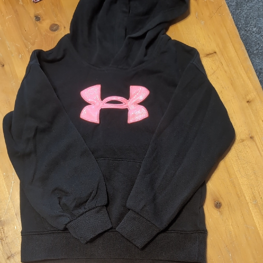 Under Armour Kids Hoodie in Black with Pink Logo